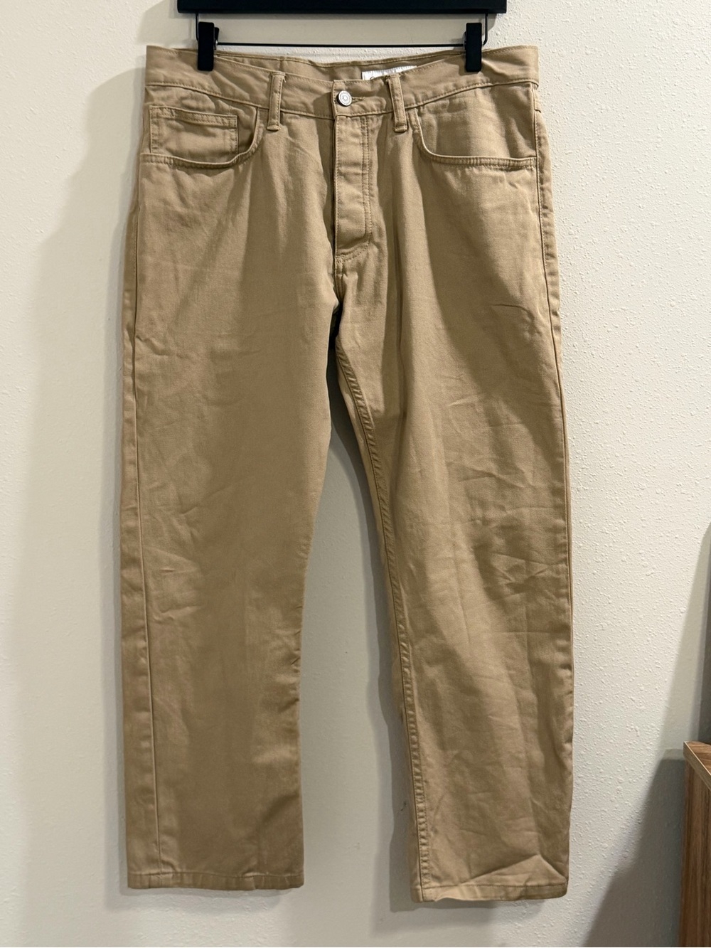 Gustin Men 36 Khaki Straight Fit Button Fly Chino Pants Pockets USA Casual *READ